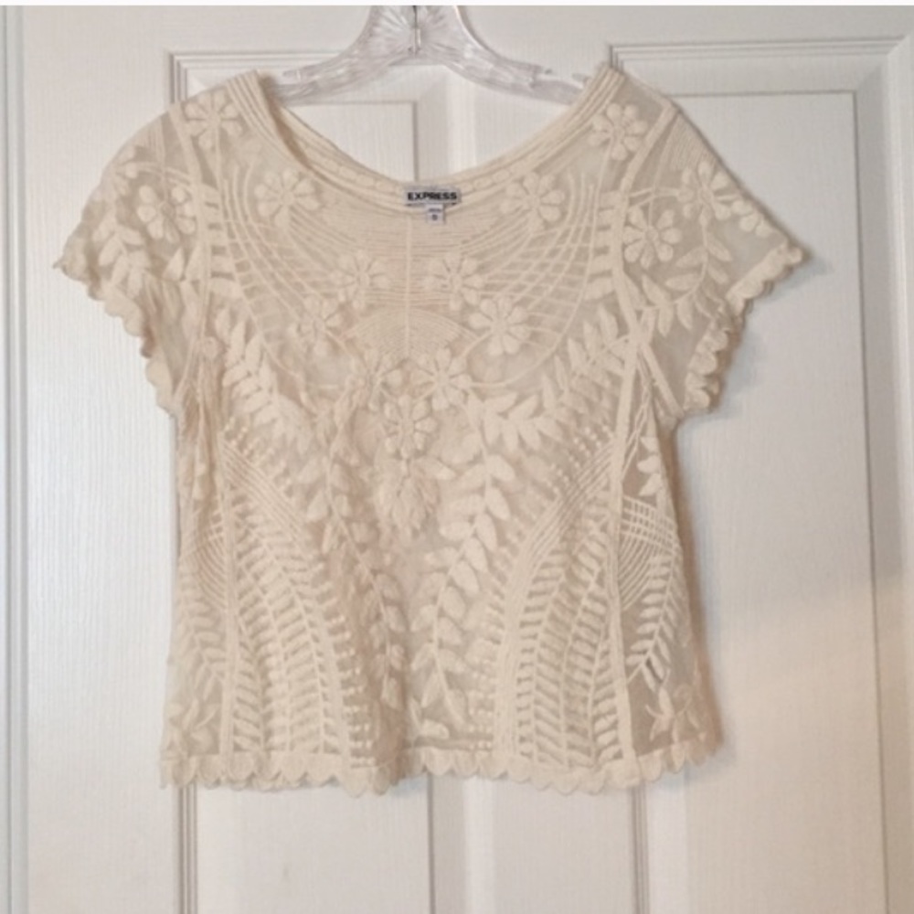 Express ivory lace sheer blouse